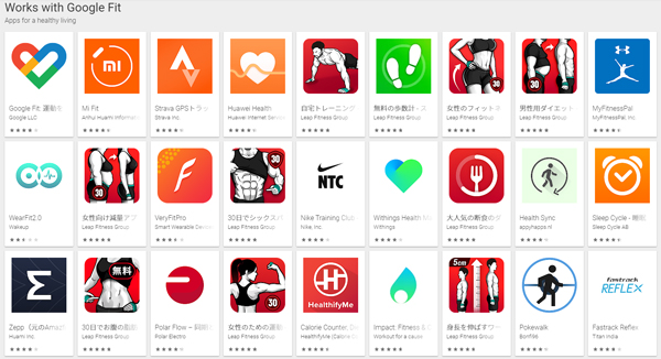 『Google Fit』と連携できるアプリは多数あり。